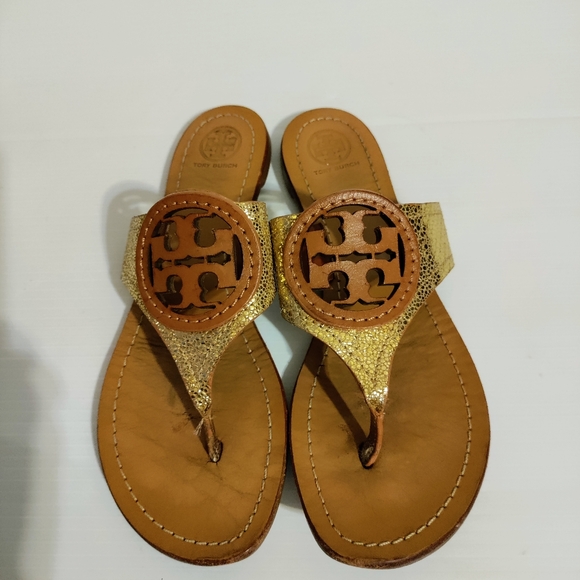 Tory Burch Shoes - Tory Burch Louisa Tan & Metallic Gold Sandal